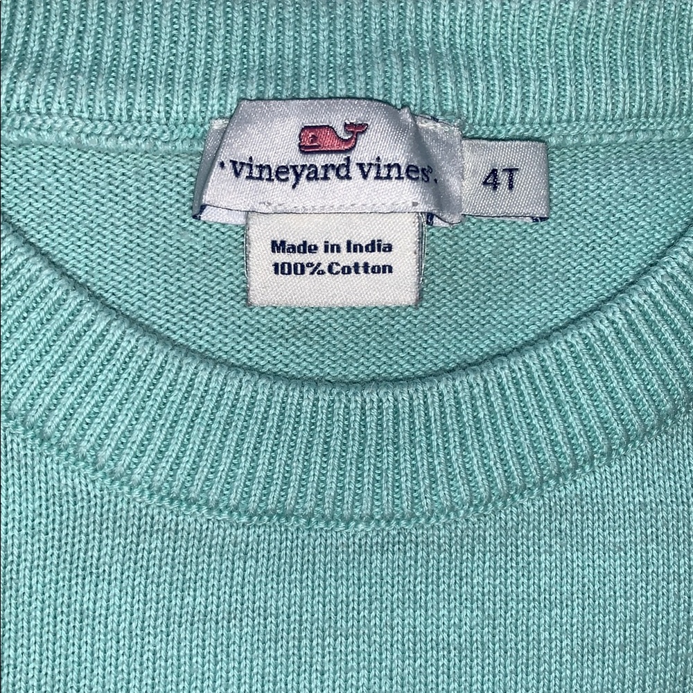 Vineyard Vines Blue Green Sweater 4T GUC Beach Shells Sailboat - Picture 2 of 10